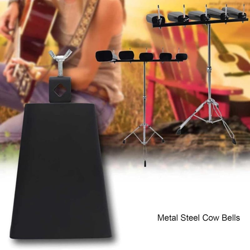 REMAGIC Metal Iron Cowbell, Steel Cow Bells Large Noise Makers Hand Percussion Music Cow bell with Stick and Handle for Drum Set, Instrument Cowbell for School, Sporting Events, Concert, Wedding (6 inch) - Image 2